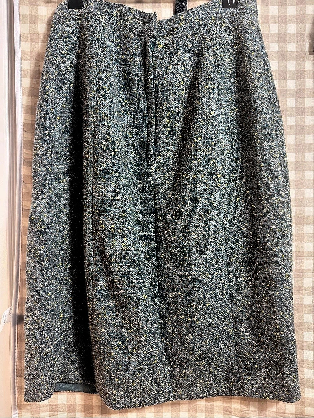 Vintage 1960s Teal Flecked Tweed Pencil Skirt